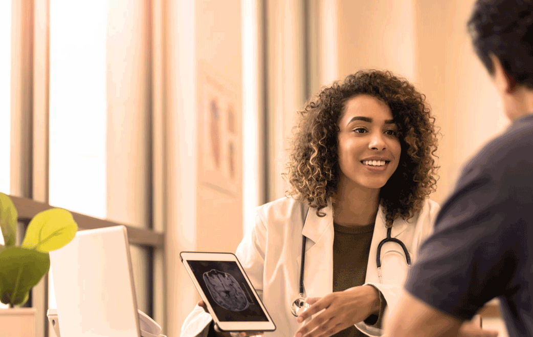 Clinician with patient