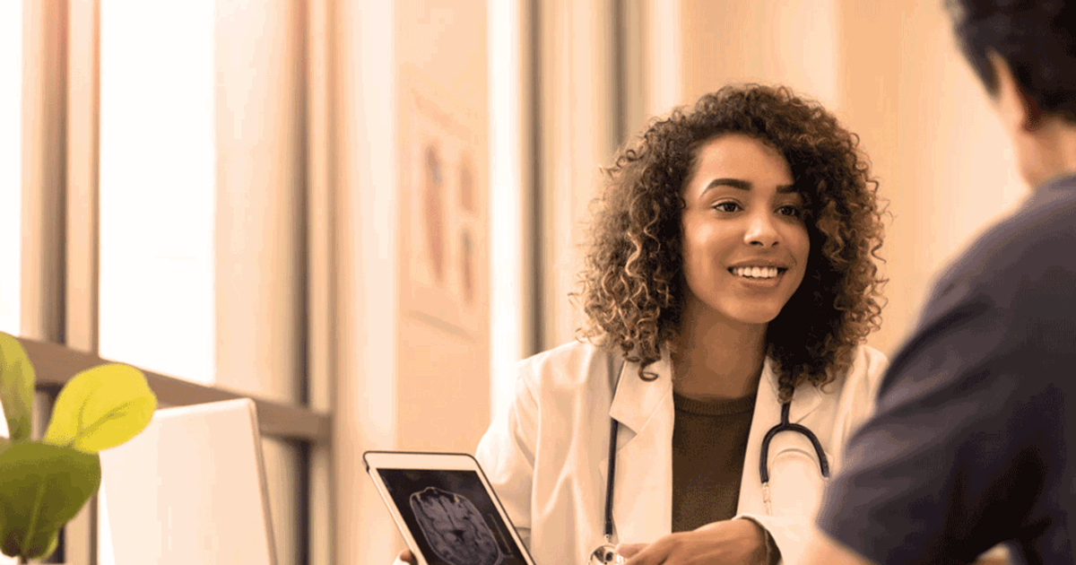 Clinician with patient