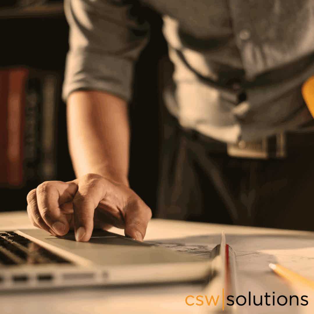 Man on computer web app