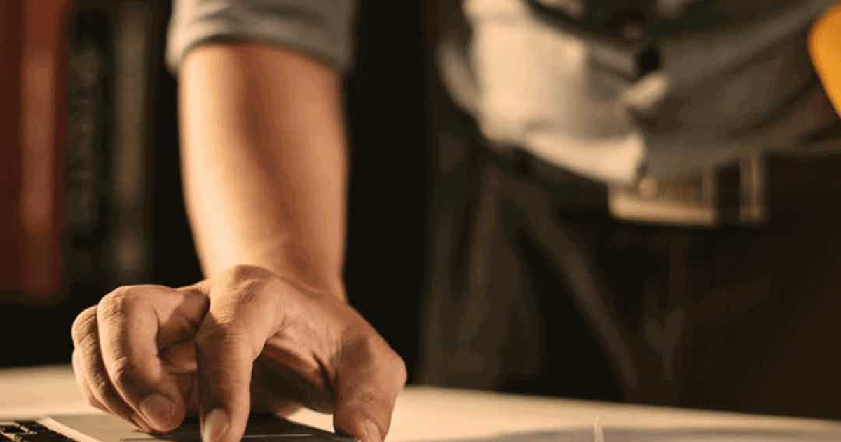 Man on computer web app