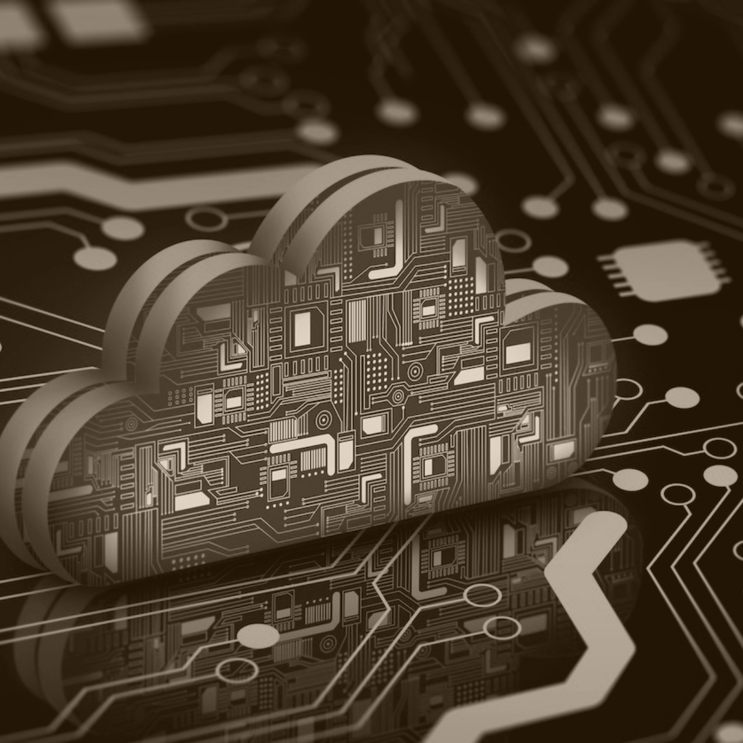 Computure board with cloud-shaped chip