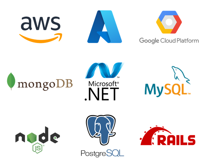 group of technology logos that are used for custom application development