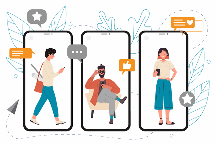 Illustration of mobile lifestyle and app notifications