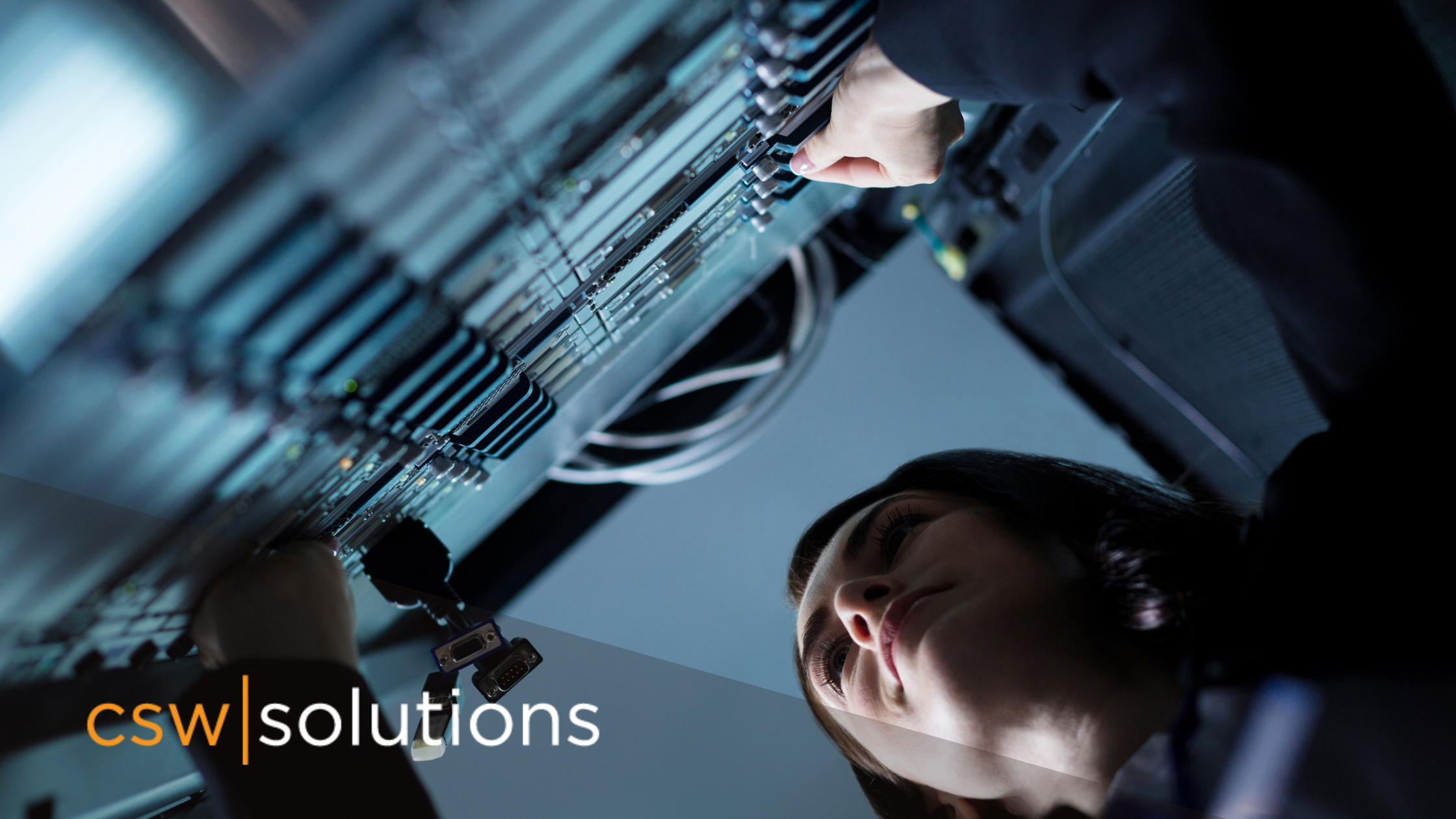 Woman working on-prem server Azure Stack HCI