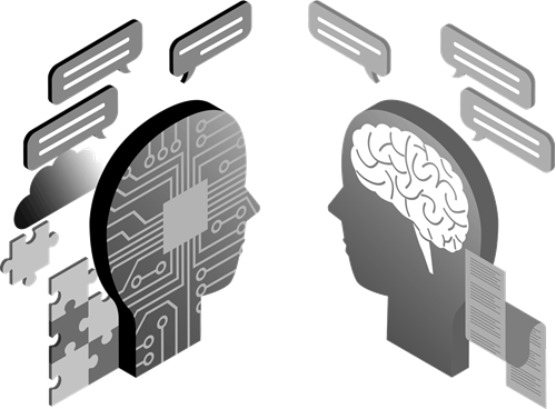 Illustration of AI technology communicating with human