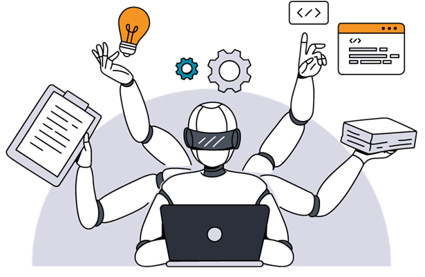 Illustration of multitasking AI Agent