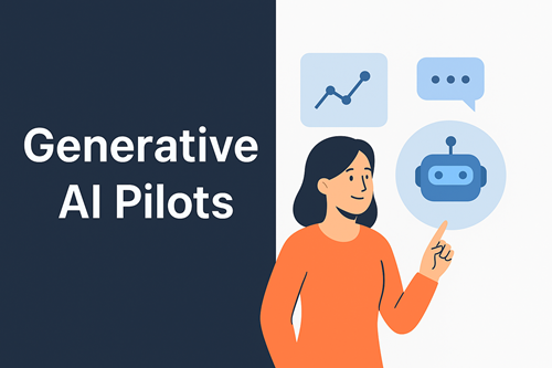 Illustration with Generative AI Pilots text