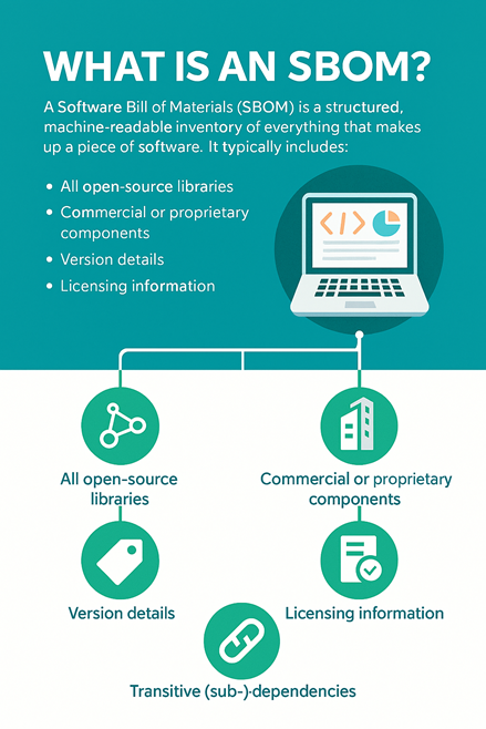 Visual graphic detailing the components of an SBOM